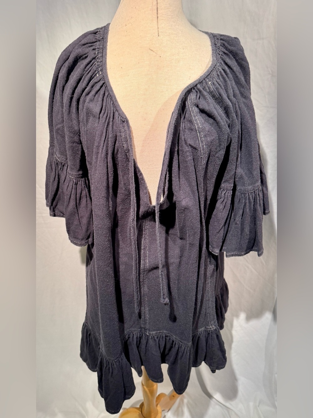 ISABEL MARANT ETOILE V-NECK MID SLEEVES CLEAR DARK DRESS